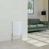 Warmehaus Designer White Radiator Flat Panel Modern Heating Horizontal Single 600x408mm