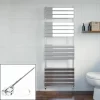 Bathroom 1600 X 600mm Thermostatic Heated Towel Rail Chrome Flat Panel Dual Fuel