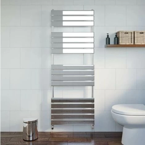 Bathroom 1600 X 600mm Thermostatic Heated Towel Rail Chrome Flat Panel Dual Fuel - Image 2