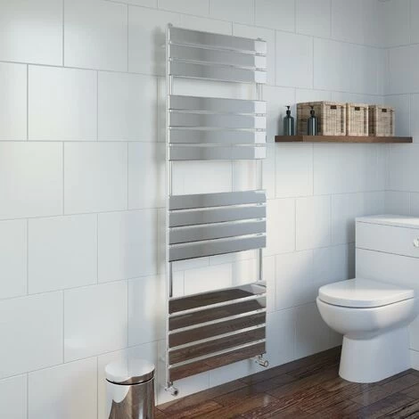 Bathroom 1600 X 600mm Thermostatic Heated Towel Rail Chrome Flat Panel Dual Fuel - Image 3