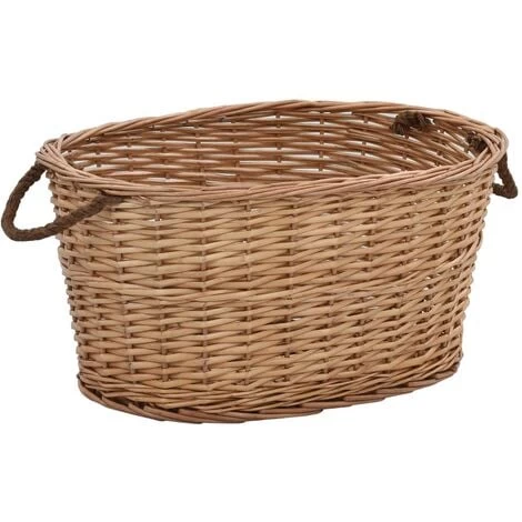 Firewood Basket With Carrying Handles 58x42x29 Cm Natural Willow VidaXL