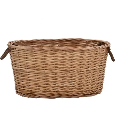 Firewood Basket With Carrying Handles 58x42x29 Cm Natural Willow VidaXL - Image 2