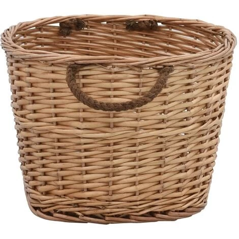 Firewood Basket With Carrying Handles 58x42x29 Cm Natural Willow VidaXL - Image 4