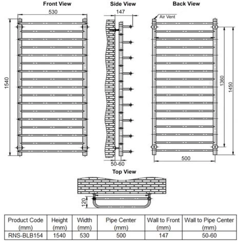 Reina Belbo Designer Heated Towel Rail 1540mm H X 530mm W Polished Stainless Steel - Image 2