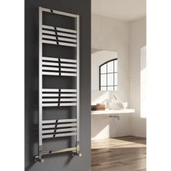Reina Bolca Aluminium Designer Heated Towel Rail 1200mm H X 485mm W Polished Central Heating