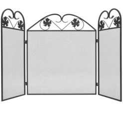 3-panel Fireplace Screen Iron Black VidaXL
