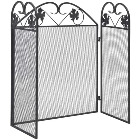 3-panel Fireplace Screen Iron Black VidaXL - Image 2