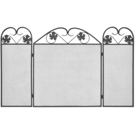 3-panel Fireplace Screen Iron Black VidaXL - Image 3