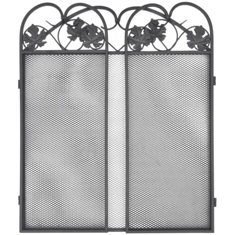 3-panel Fireplace Screen Iron Black VidaXL - Image 4