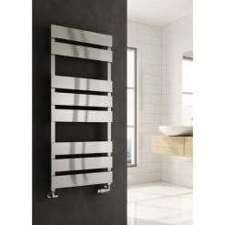 Reina Fermo Aluminium Designer Heated Towel Rail 710mm H X 480mm W Brushed Central Heating
