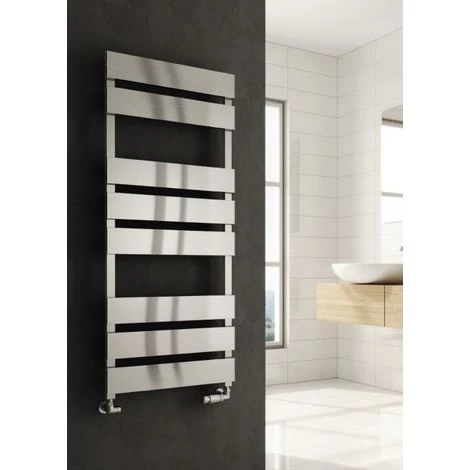 Reina Fermo Aluminium Designer Heated Towel Rail 710mm H X 480mm W Brushed Central Heating