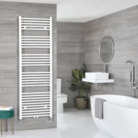 Milano Neva - Modern White Dual Fuel Electric Heated Towel Rail Radiator - 1785mm X 600mm - Image 2