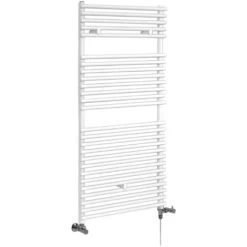 Milano Arno - Modern White Dual Fuel Electric Bar On Bar Heated Towel Rail Radiator - 1190mm X 450mm