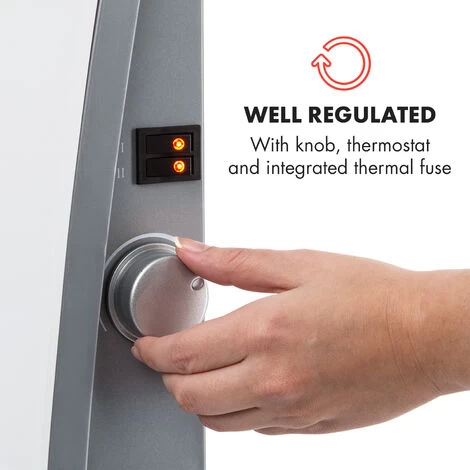 Klarstein Gotland Convector Heater 600/900 / 1500W Glass Front Stand Unit White - Image 3