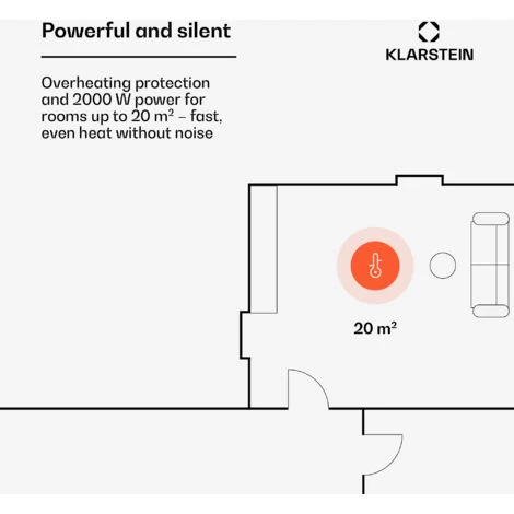 Klarstein Hot Spot Slimcurve Heater 80x40cm 40m² 2000W 5-40 ° C LED IP24 White - Image 3