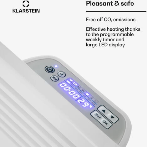 Klarstein Hot Spot Slimcurve Heater 80x40cm 40m² 2000W 5-40 ° C LED IP24 White - Image 5