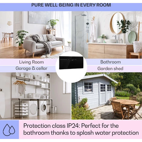 Klarstein Hot Spot Slimcurve Heater 80x40cm 40m² 2000W 5-40 ° C LED IP24 Black - Image 5