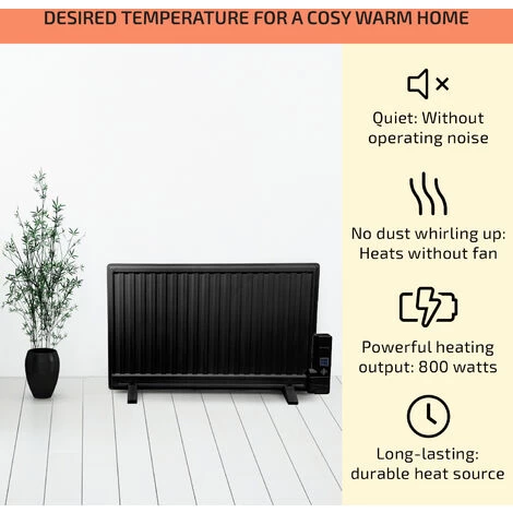 Oneconcept Wallander Oil Radiator 800W Thermostat Oil Heater Ultra Flat Black - Image 2