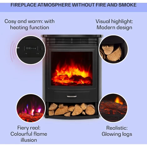 Klarstein Bormio S Electric Fireplace 950/1900W Thermostat Weekly Timer - Image 2