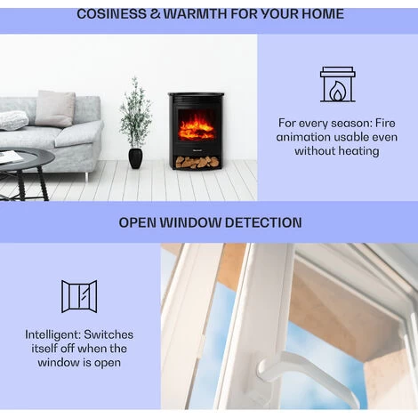Klarstein Bormio S Electric Fireplace 950/1900W Thermostat Weekly Timer - Image 4