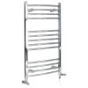 Milano Kent - Modern Chrome Dual Fuel Electric Curved Bar Heated Towel Rail Radiator - 1000mm X 498mm