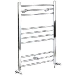 Milano Kent - Modern Chrome Dual Fuel Electric Straight Bar Heated Towel Rail Radiator - 800mm X 500mm