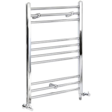 Milano Kent - Modern Chrome Dual Fuel Electric Straight Bar Heated Towel Rail Radiator - 800mm X 500mm