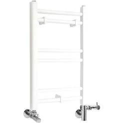Milano Ive - Modern White Dual Fuel Electric Straight Bar Heated Towel Rail Radiator - 600mm X 400mm