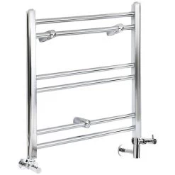 Milano Kent - Modern Chrome Dual Fuel Electric Straight Bar Heated Towel Rail Radiator - 600mm X 400mm