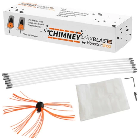 Chimney Powered Sweeper Kit Rotary Cleaner Brush Cleaning