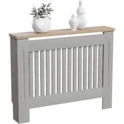 Arlington Radiator Cover MDF Modern Cabinet Slatted Grill, Grey, Medium