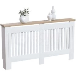 Arlington Radiator Cover MDF Modern Cabinet Slatted Grill, White, Large
