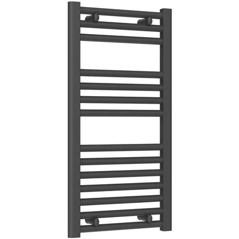 Reina Diva Steel Straight Anthracite Heated Towel Rail 800mm H X 400mm W Central Heating