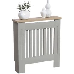 Arlington Radiator Cover MDF Modern Cabinet Slatted Grill, Grey, Small