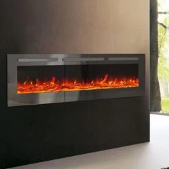 Livingandhome 60 Inch LED Electric Fireplace Wall Mounted Wall Insert Heater 9 Flame Colours