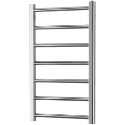 ALPINE Chrome Modern Towel Warmer / Heated Towel Rail - Dual Fuel, Electric, 800