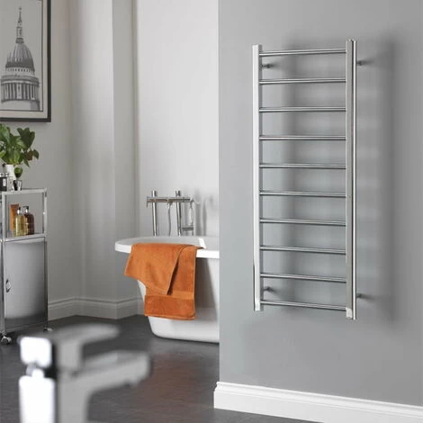 ALPINE Chrome Modern Towel Warmer / Heated Towel Rail - Dual Fuel, Electric, 800 - Image 2