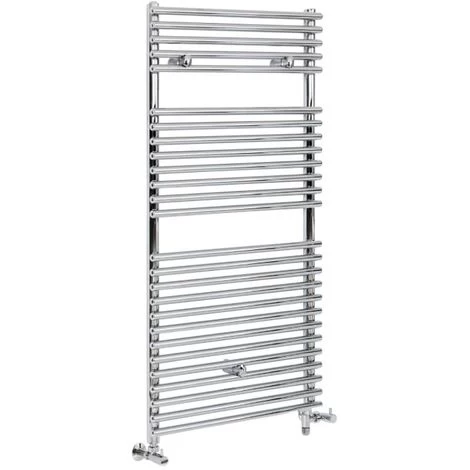 Milano Arno - Modern Chrome Dual Fuel Electric Bar On Bar Heated Towel Rail Radiator - 1190mm X 600mm
