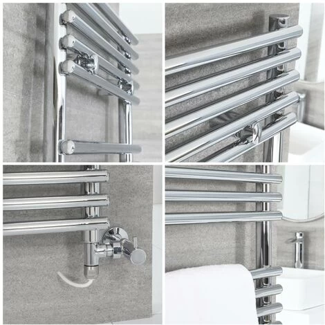 Milano Arno - Modern Chrome Dual Fuel Electric Bar On Bar Heated Towel Rail Radiator - 1190mm X 600mm - Image 2