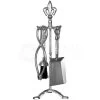 Fleur De Lys 5 Piece Companion Set Fireplace Accessories Shovel, Poker, Brush & Tongs, Pewter
