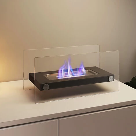 Livingandhome Square Bio Ethanol Tabletop Fireplace With Flame Guard - Image 2