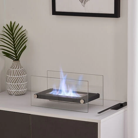 Livingandhome Square Bio Ethanol Tabletop Fireplace With Flame Guard - Image 3