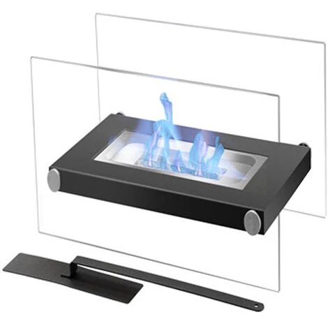 Livingandhome Square Bio Ethanol Tabletop Fireplace With Flame Guard - Image 4