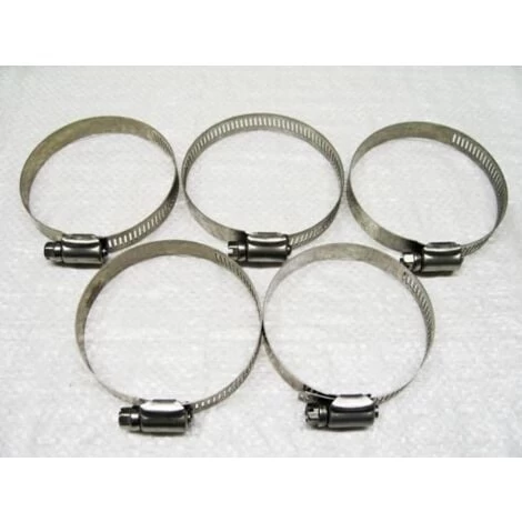 Stainless Steel Hose Clips X5 (78MM-101MM O Clamps T Bolt Pipe Worm Drive Adjustable)