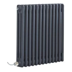Milano Windsor - Traditional Anthracite 600mm X 605mm Cast Iron Style Horizontal Triple Column Electric Radiator - No Thermostat