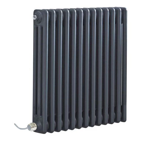 Milano Windsor - Traditional Anthracite 600mm X 605mm Cast Iron Style Horizontal Triple Column Electric Radiator - No Thermostat