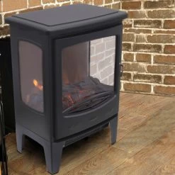 NRG Electric Fireplace Stove Heater With Fire Flame Effect Portable Fireplace Stove 1800W MAX