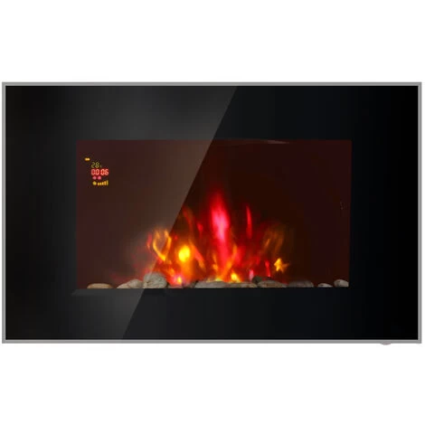 NRG Electric Fire Wall Mounted Flat Glass Electric Fire Multi Colour Flames 1Kw & 2Kw Heater With Timer - Image 3