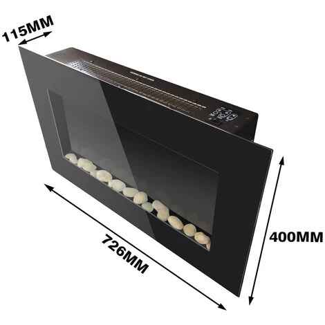 NRG Electric Fire Wall Mounted Flat Glass Electric Fire Multi Colour Flames 1Kw & 2Kw Heater With Timer - Image 4