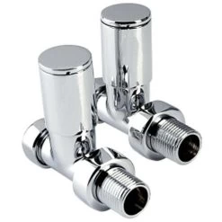 Inta 1 Pair Modern Chrome Radiator Towel Rail Straight Valves 15mm Compression